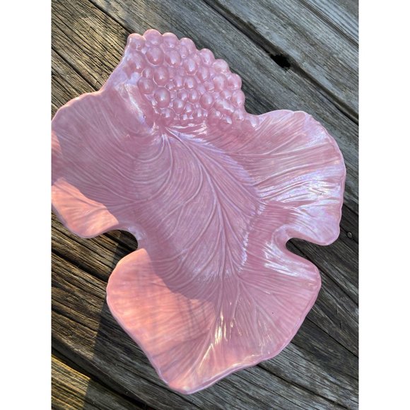 Vintage MCM Pink Lusterware Leaf Shape Bowl DIsh Decor - Picture 8 of 10